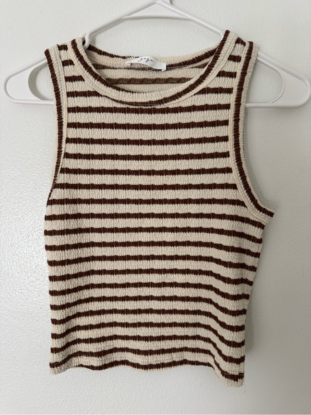 gaze Striped Knit Tank Top in Cream & Brown